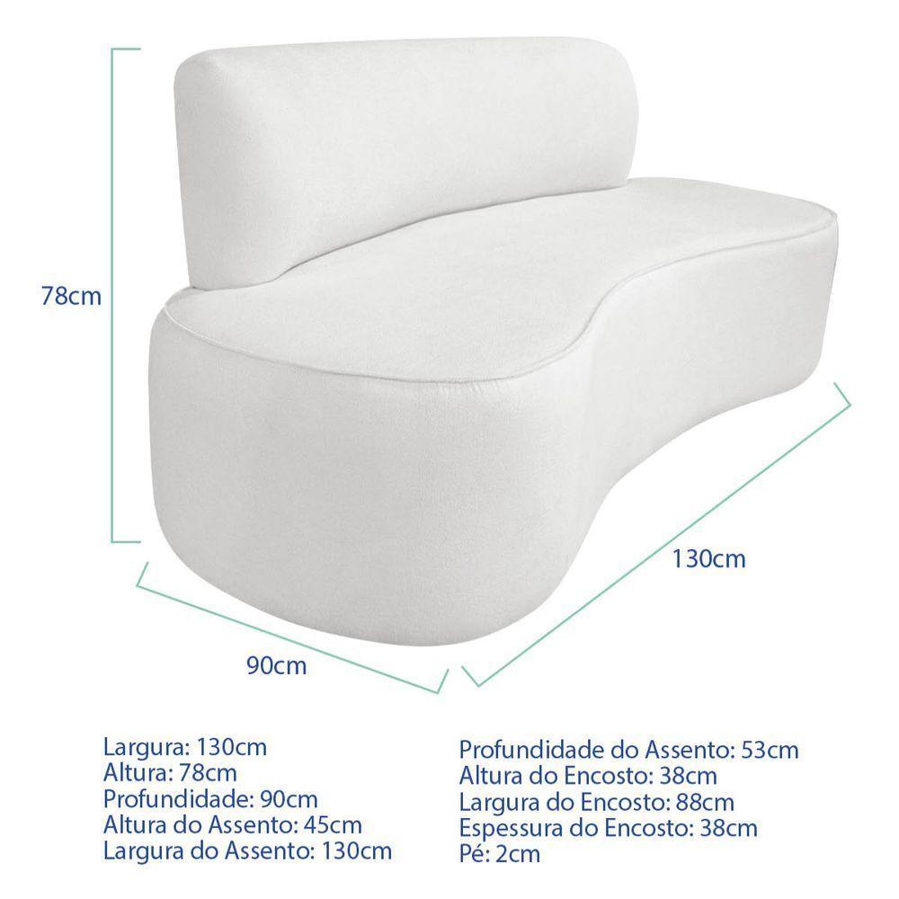 Kit Recamier Curvo Amsterdã 130cm E Poltrona Amore Luxo Bouclé Cor Branco - 7
