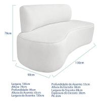 Kit Recamier Curvo Amsterdã 130cm E Poltrona Amore Luxo Bouclé Cor Branco - 7