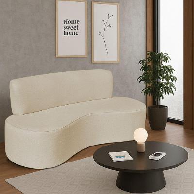 Sofá Curvo 2 Lugares Amsterdã 140cm Suede Cor Bege