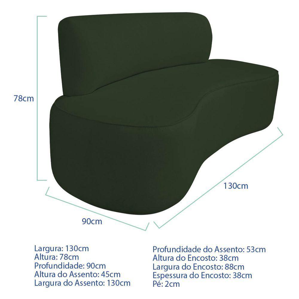 Kit Recamier Curvo Amsterdã 130cm E Poltrona Amore Luxo Linho Cor Verde - 6