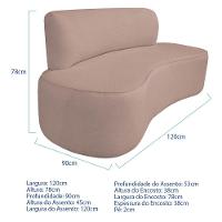 Kit Recamier Curvo Amsterdã 120cm E 2 Poltronas Amore Luxo Linho Cor Rosê - 3