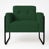 Poltrona Sala Industrial Alta Tubo Preto Kit 2 Elisa Suede Verde D03 - D'rossi - 6