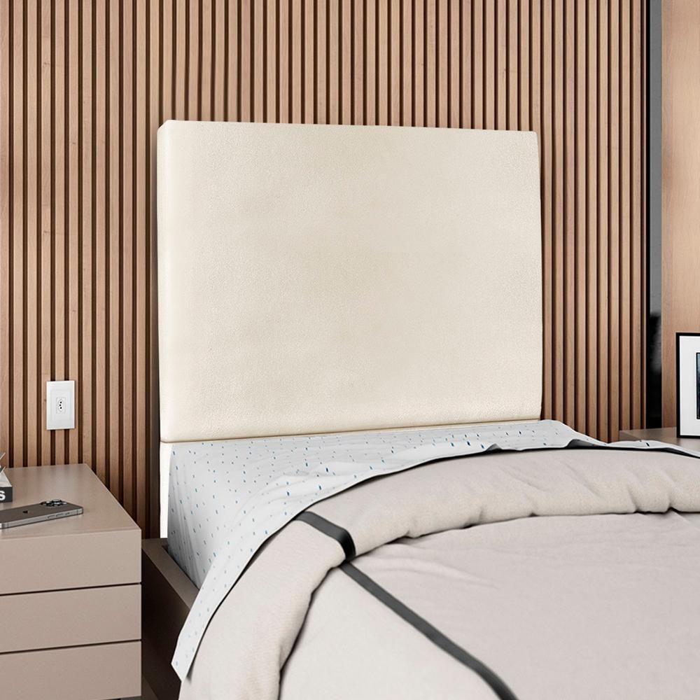 Cabeceira Solteiro 90 Cm Com Frame Luna Corino Bege Artte Bege - 2