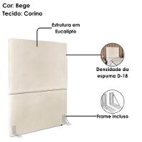 Cabeceira Solteiro 90 Cm Com Frame Luna Corino Bege Artte Bege