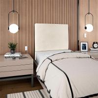 Cabeceira Solteiro 90 Cm Com Frame Luna Corino Bege Artte Bege - 8