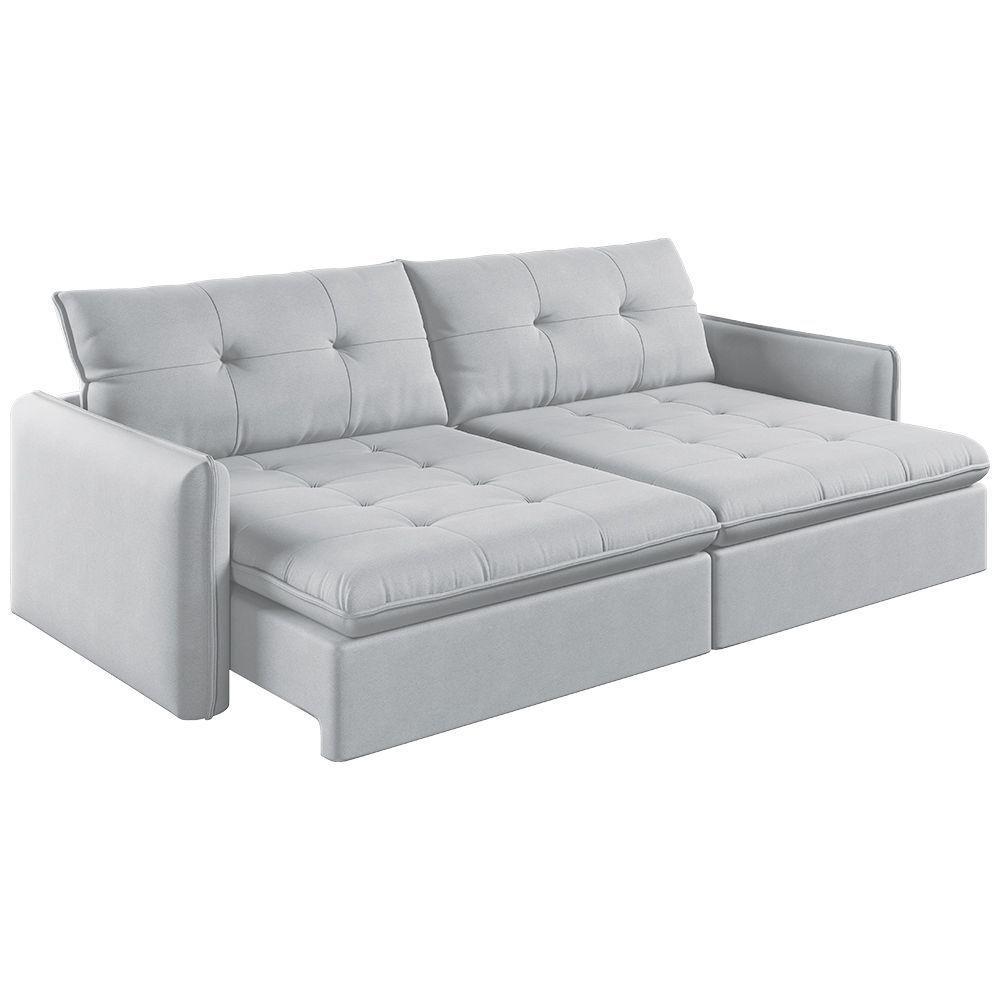 Sofá Retrátil E Reclinável Lavanda 1,60m Linho Cor Gelo 2322 - 1