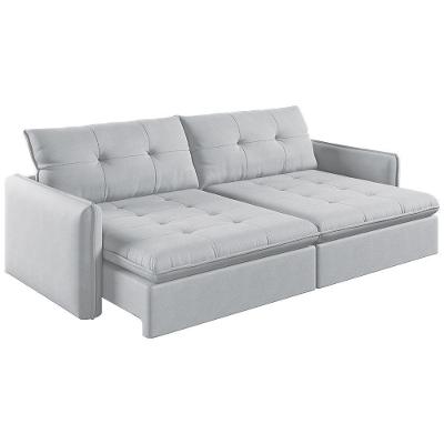 Sofá Retrátil E Reclinável Lavanda 1,60m Linho Cor Gelo 2322