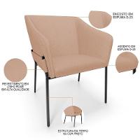 Kit 2 Cadeiras Para Sala De Jantar Estar Living Olívia L02 Linho Rosê - Lyam Decor