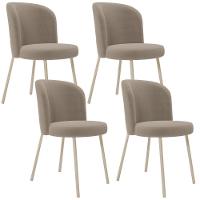 Kit 04 Cadeiras Para Sala De Jantar Cozinha Estofada Gavi Arena L02 Bouclê Bege - Lyam Decor - 1