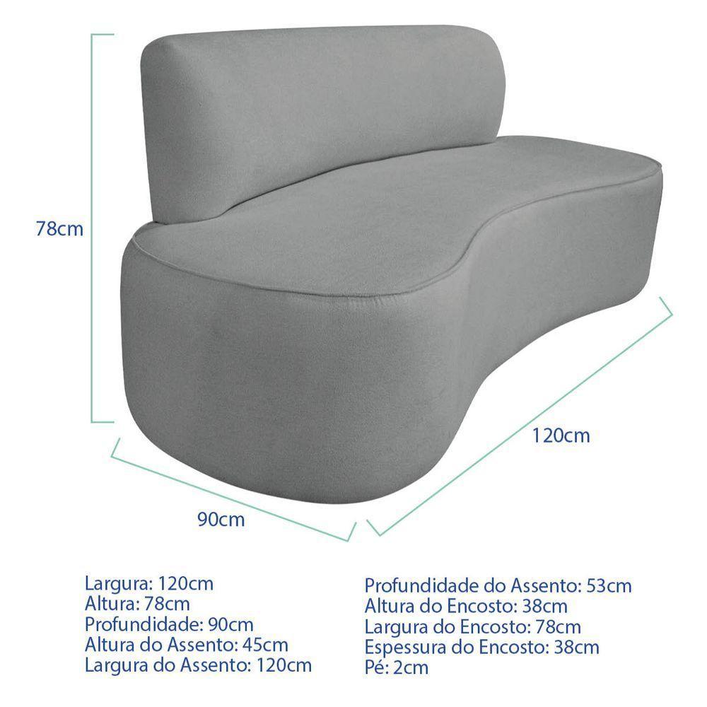 Kit Recamier Curvo Amsterdã 120cm E Poltrona Amore Luxo Bouclé Cor Cinza - 8