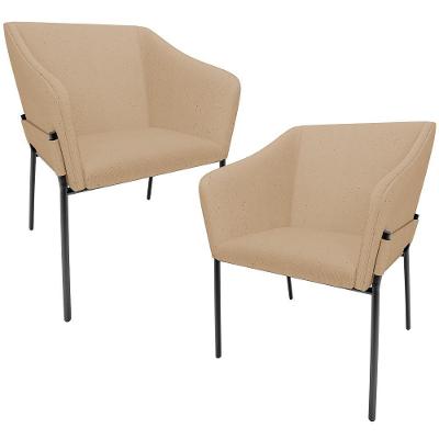 Kit 2 Cadeiras Para Sala De Jantar Estar Living Olívia L02 Linho Bege Escuro - Lyam Decor