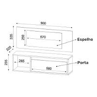 Penteadeira Camarim Eva Suspensa Com Espelho 1 Porta - Ssx Multicoisas Cor Branco - 4