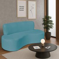 Sofá Curvo 4 Lugares Amsterdã 200cm Suede Cor Azul Turquesa - 1