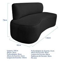 Kit Recamier Curvo Amsterdã 130cm E Poltrona Amore Luxo Linho Cor Preto - 2