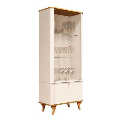 Cristaleira Aruma Com Cantos Arredondados Vidros Temperados Off White Com Nature