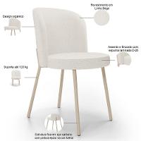 Kit 06 Cadeiras Para Sala De Jantar Cozinha Estofada Gavi Arena L02 Linho Bege - Lyam Decor
