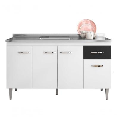 Armário Balcão Gabinete Multiuso Gabriela S/t 150cm Cor Branco/preto