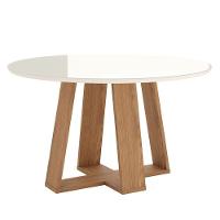Mesa De Jantar Lins 140 Cm Redonda Com Vidro Nature Off White - Henn - 1