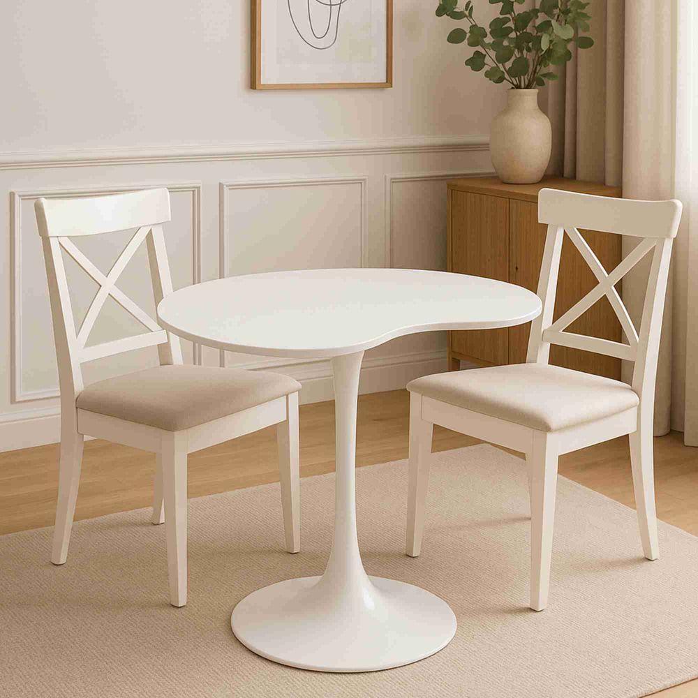 Mesa De Jantar Tulipa Saarinen Organica Malu 90cm Laca Branca - 2