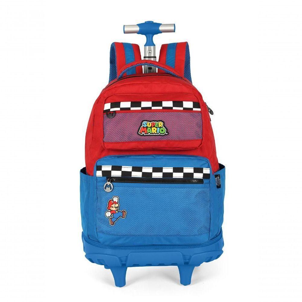 Mochila Com Rodas Mario Bros Azul - Unico Azul - 1