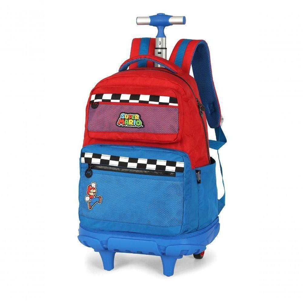 Mochila Com Rodas Mario Bros Azul - Unico Azul - 2