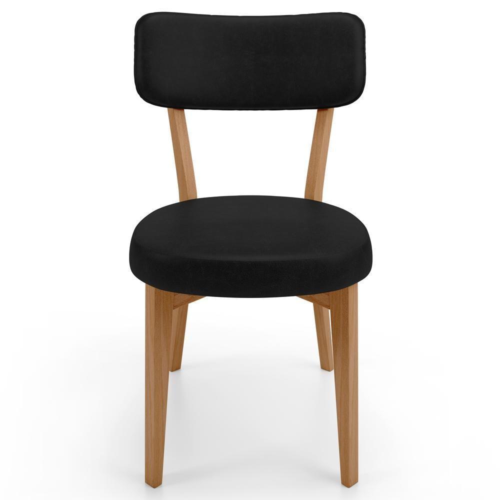 Kit 08 Cadeiras Decorativa Estofada Sala De Jantar Base Madeira Roy L02 Couríssimo Preto - Lyam - 3