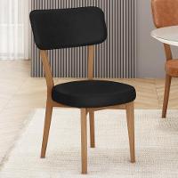 Kit 08 Cadeiras Decorativa Estofada Sala De Jantar Base Madeira Roy L02 Couríssimo Preto - Lyam - 2