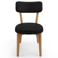 Kit 08 Cadeiras Decorativa Estofada Sala De Jantar Base Madeira Roy L02 Couríssimo Preto - Lyam - 3