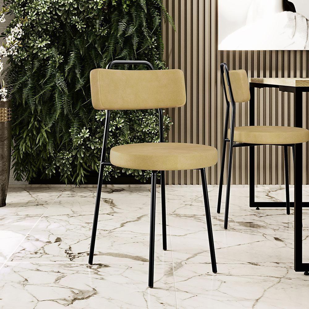 Kit 08 Cadeiras Decorativas Estofada Sala De Jantar Barcelona L02 Couríssimo Casco Fendi - Lyam Decor - 2