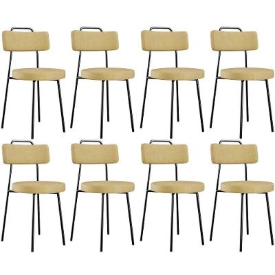 Kit 08 Cadeiras Decorativas Estofada Sala De Jantar Barcelona L02 Couríssimo Casco Fendi - Lyam Decor