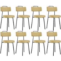 Kit 08 Cadeiras Decorativas Estofada Sala De Jantar Barcelona L02 Couríssimo Casco Fendi - Lyam Decor - 1