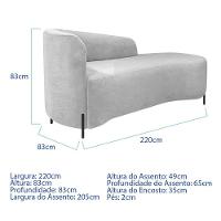 Divã Recamier Orgânico França 220cm Lado Dir Pés Metal Preto Bouclé Cor Branco - 7