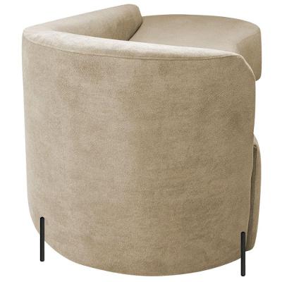 Divã Recamier Orgânico França 220cm Lado Dir Pés Metal Preto Bouclé Cor Bege