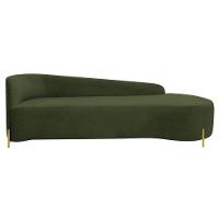 Divã Recamier Orgânico França 220cm Lado Dir Pés Metal Dourado Linho Cor Verde - 2