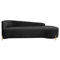 Divã Recamier Orgânico França 220cm Lado Dir Pés Metal Dourado Linho Cor Preto - 7