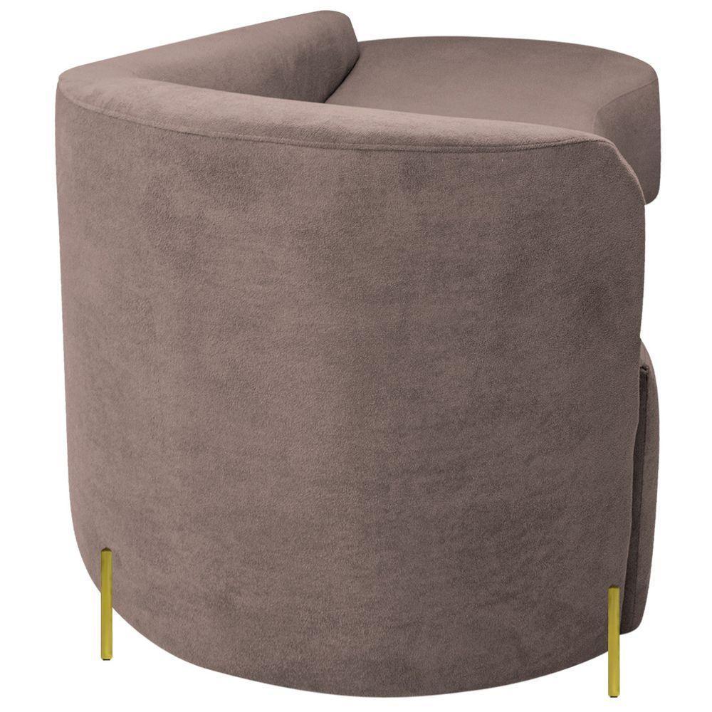 Divã Recamier Orgânico França 220cm Lado Dir Pés Metal Dourado Linho Cor Rosê - 3