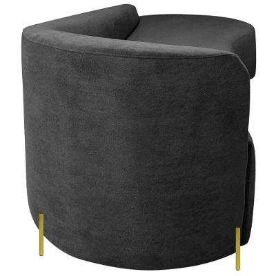 Divã Recamier Orgânico França 220cm Lado Dir Pés Metal Dourado Linho Cor Cinza Escuro