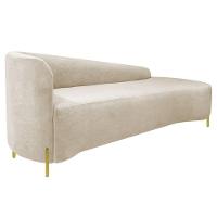 Divã Recamier Orgânico França 220cm Lado Dir Pés Metal Dourado Linho Cor Bege - 6