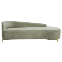 Divã Recamier Orgânico França 220cm Lado Dir Pés Metal Dourado Bouclé Cor Verde Oliva - 8