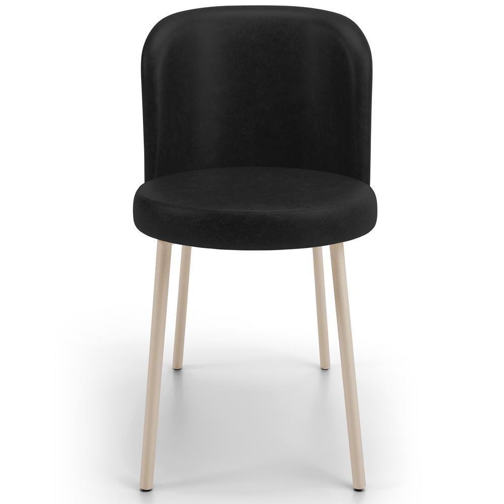 Kit 05 Cadeiras Para Sala De Jantar Cozinha Estofada Gavi Arena L02 Couríssimo Preto - Lyam Decor - 3