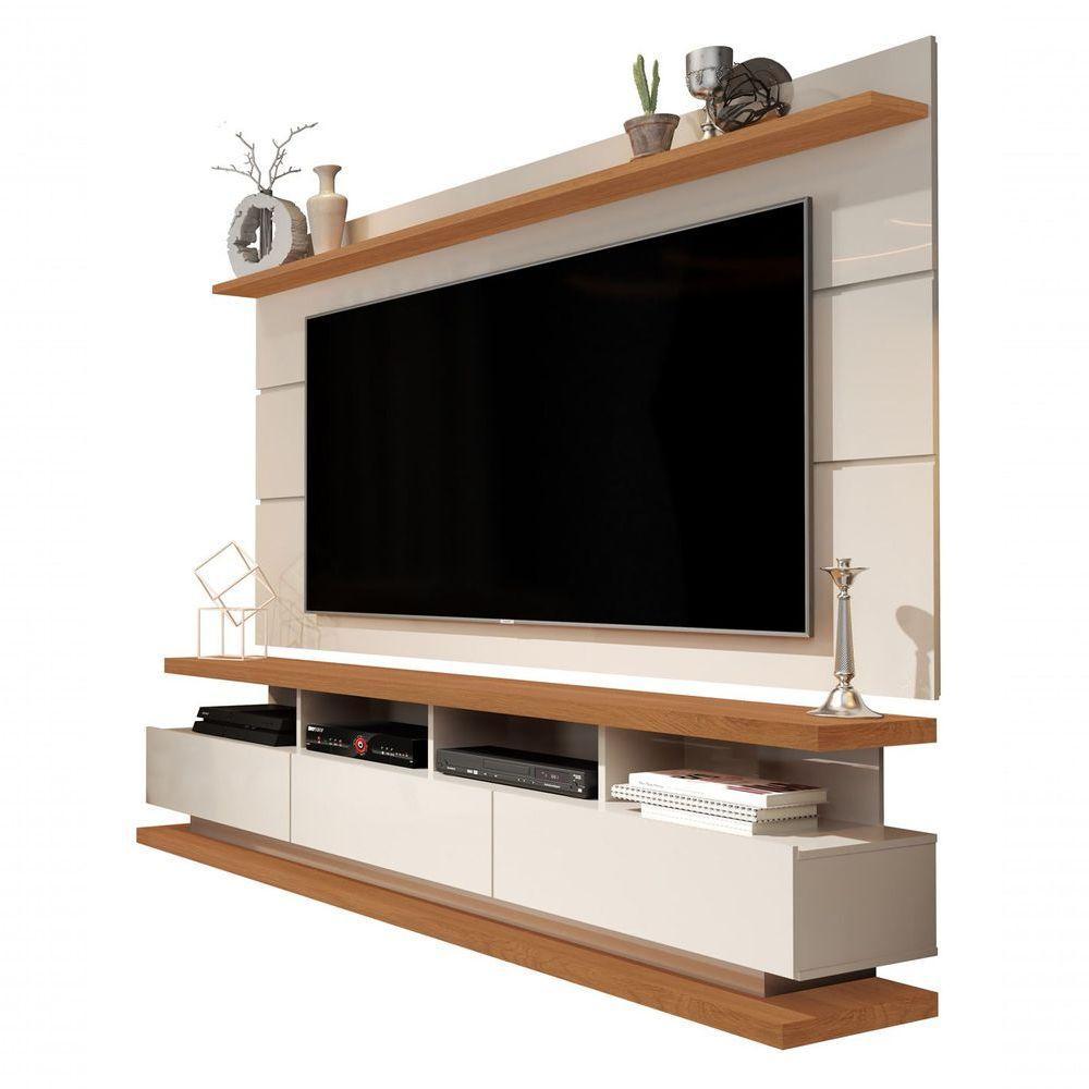 Rack Com Painel Vivare Off White Com Freijó - Germai Móveis - 1