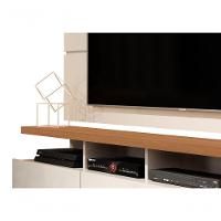 Rack Com Painel Vivare Off White Com Freijó - Germai Móveis