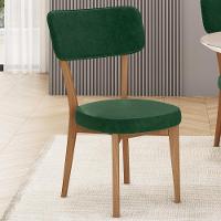 Kit 02 Cadeiras Decorativa Estofada Sala Jantar Base Madeira Roy L02 Couríssimo Verde Musgo - Lyam - 2