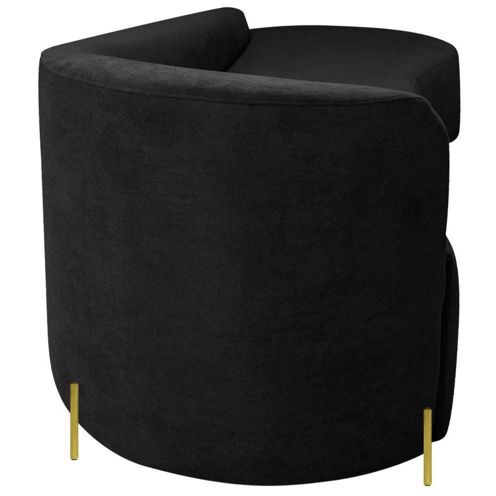 Divã Recamier Orgânico França 220cm Lado Dir Pés Metal Dourado Bouclé Cor Preto - 5