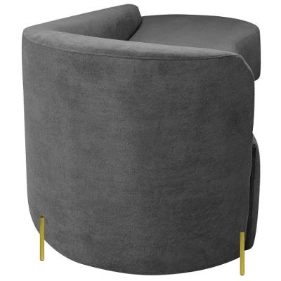 Divã Recamier Orgânico França 220cm Lado Dir Pés Metal Dourado Bouclé Cor Cinza