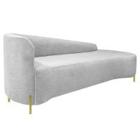 Divã Recamier Orgânico França 220cm Lado Dir Pés Metal Dourado Bouclé Cor Branco - 6