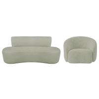 Kit Recamier Curvo Amsterdã 140cm E Poltrona Amore Luxo Bouclé Cor Verde Oliva - 2