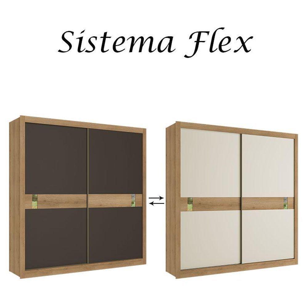 Guarda Roupa Casal Copenhagen 2 Portas Capuccino Off White Cacau Flex E Cômoda Com Porta Aurora Cappuccino - Thb - 2