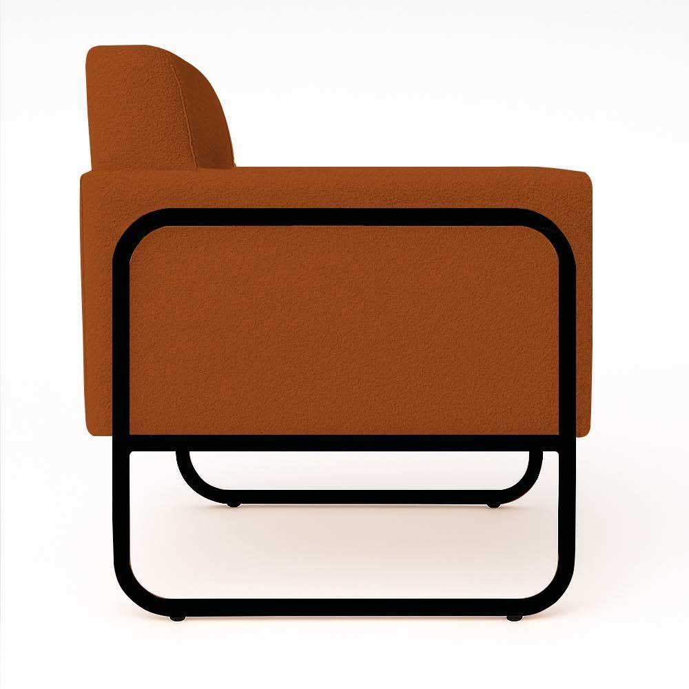 Poltrona Sala Industrial Alta Tubo Preto Elisa Bouclê D03 - D'rossi Cor Terra - 6