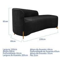 Divã Recamier Orgânico França 220cm Lado Dir Pés Madeira Bouclé Cor Preto - 6